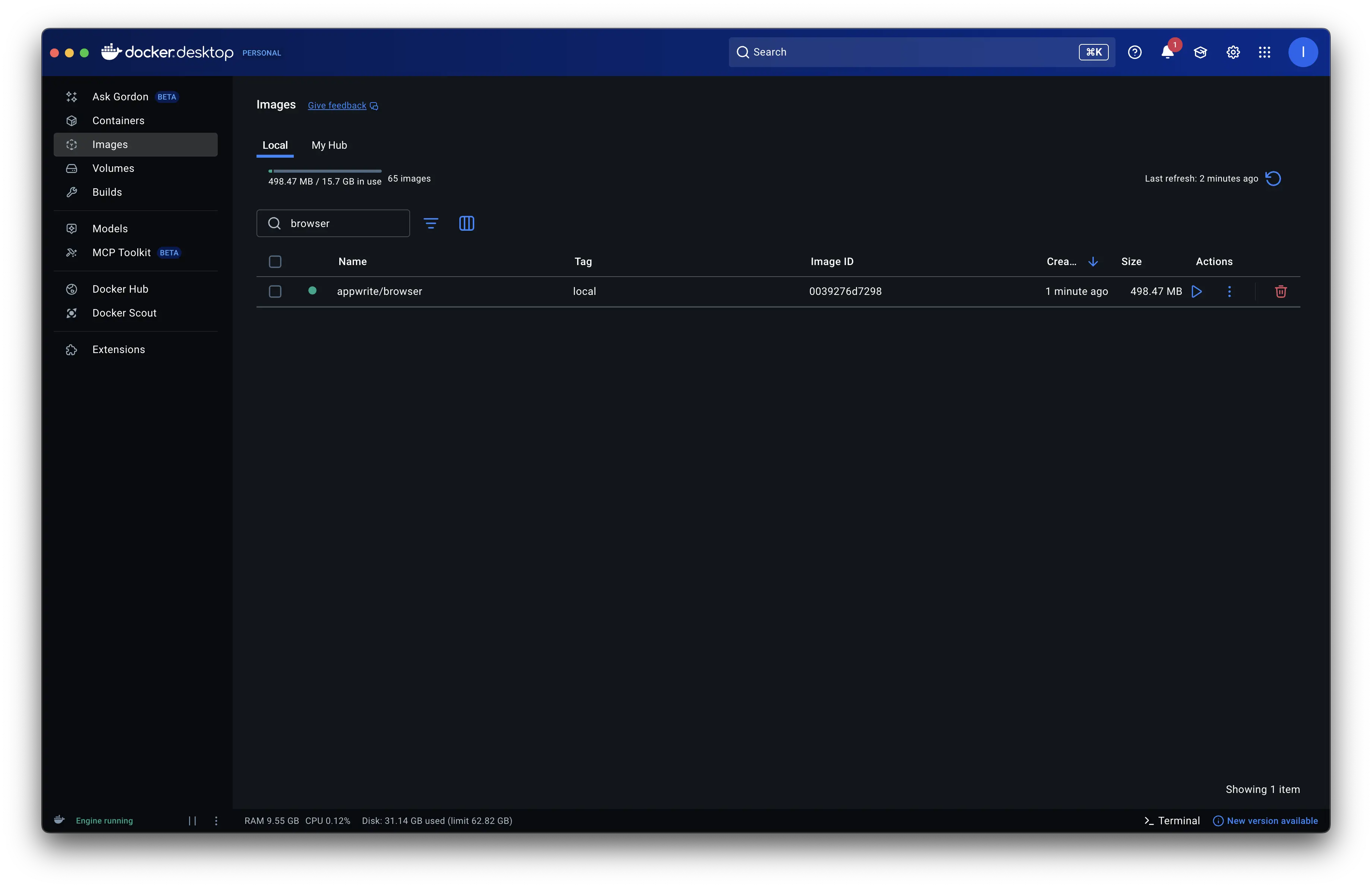 Stage 5: 498MB final result with headless-shell
